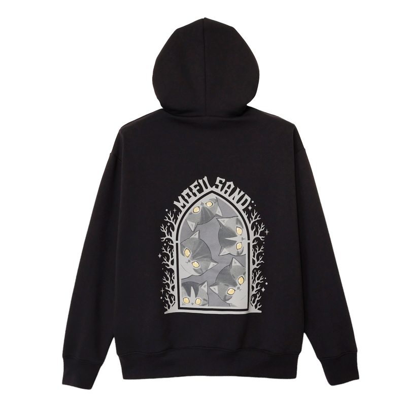 [Pre-order] mofusand Zip-up hoodie STARING CAT (Black)