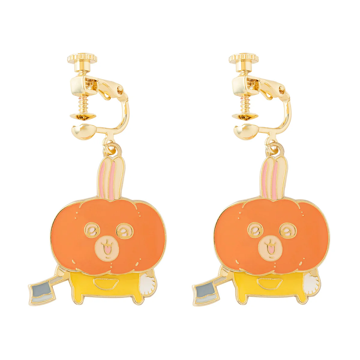 [In stock] "Chiikawa" Swinging  Earrings - Pumpkin Usagi (Clip)
