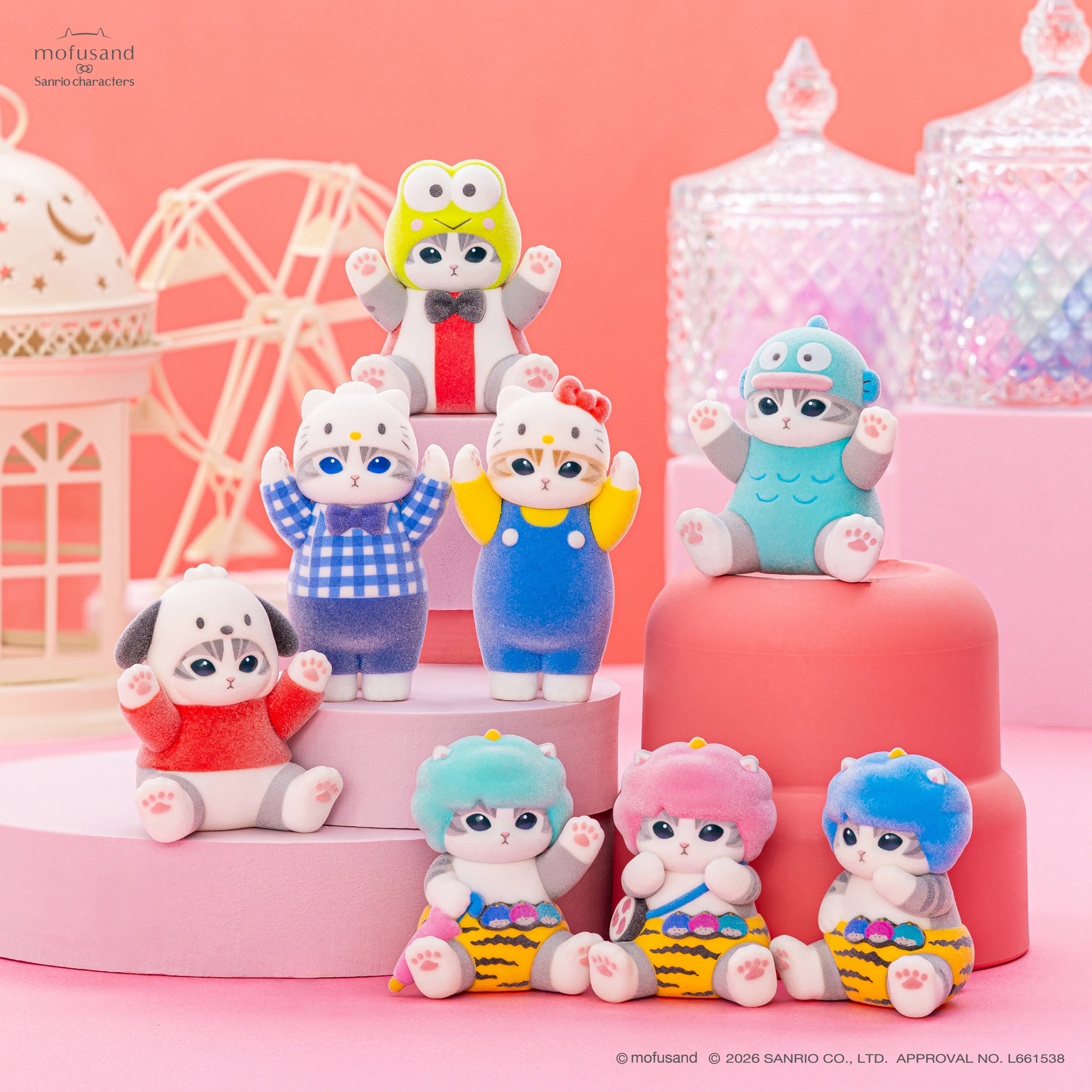 [Pre-order] mofusand × Sanrio Characters Collaboration - Fluffy Flocked Figure Collection Vol.1