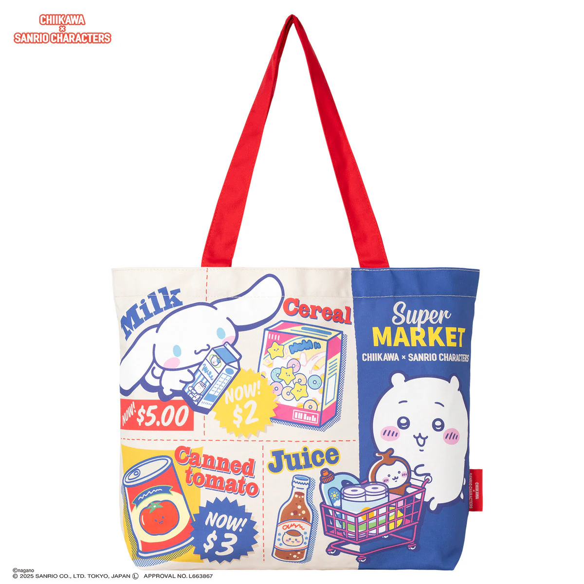 [Pre-order] "Chiikawa" Chiikawa x Sanrio Characters Supermarket Shopping Tote Bag