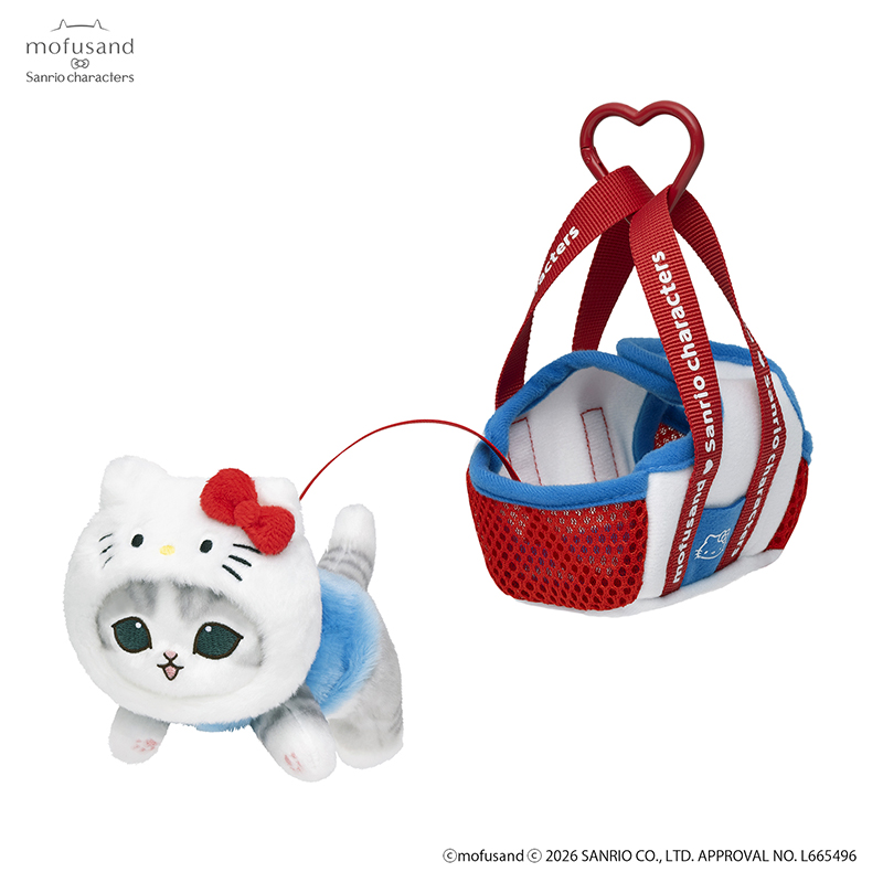 [Pre-order] mofusand × Sanrio Characters Collaboration - Cat mascot in a travel bag - Hello Kitty