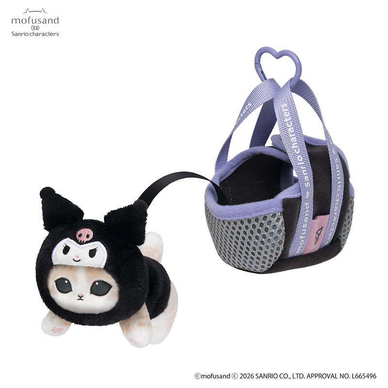 [Pre-order] mofusand × Sanrio Characters Collaboration - Cat mascot in a travel bag - Kuromi