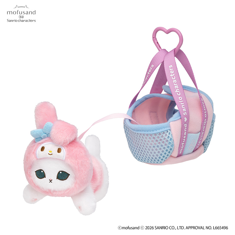 [Pre-order] mofusand × Sanrio Characters Collaboration - Cat mascot in a travel bag - My Melody