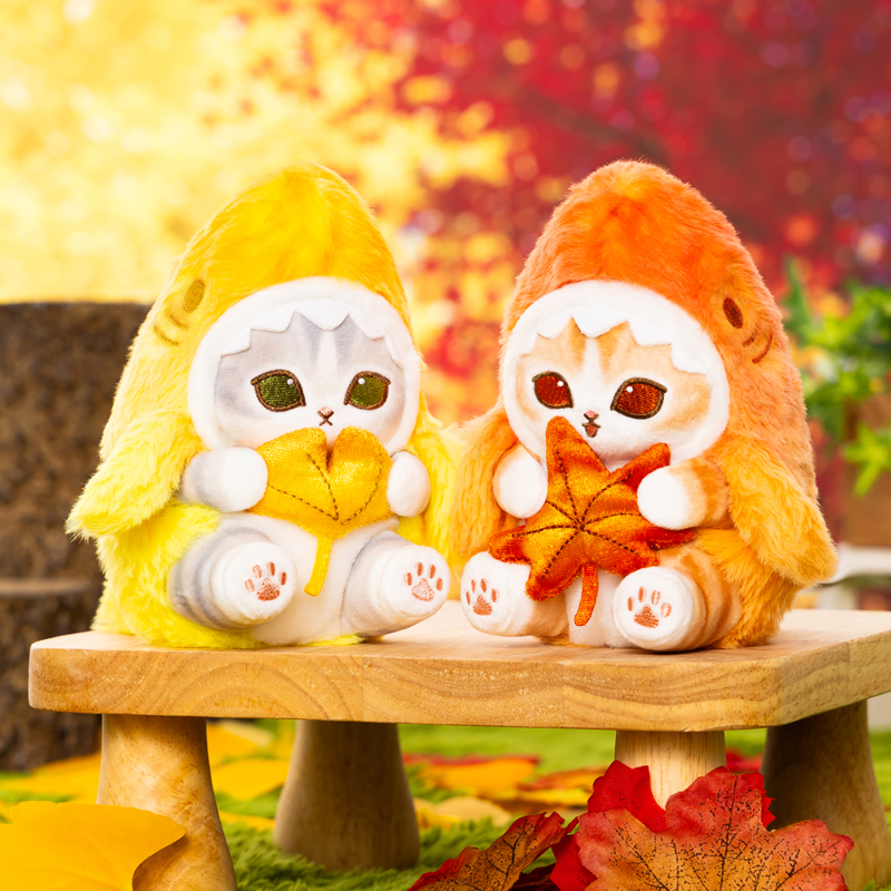 [Pre-order] mofusand Shark cat getting ready for autumn - Potepote Shark Cat Plush Mascot (Autumn Leaves Color)