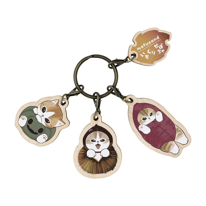 [Pre-order] mofusand Shark cat getting ready for autumn - Four-piece wooden charm set (sweet potato, chestnut, and pumpkin) 