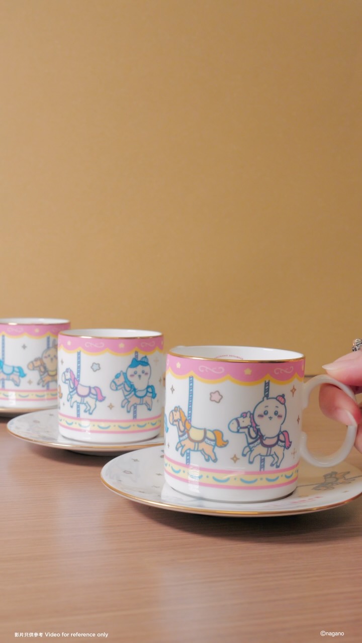 [Pre-order] (Limited) Chiikawa Artiverse Hong Kong (pop-up store for exhibition) - CHIIKAWA-Go-Round Ceramic Cup & Plate Set (Set of 3)