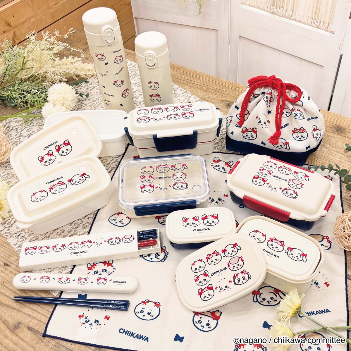 [Pre-order] "Chiikawa" Ribbon Everyone's Lunch Series - Lunch Box Drawstring Bag