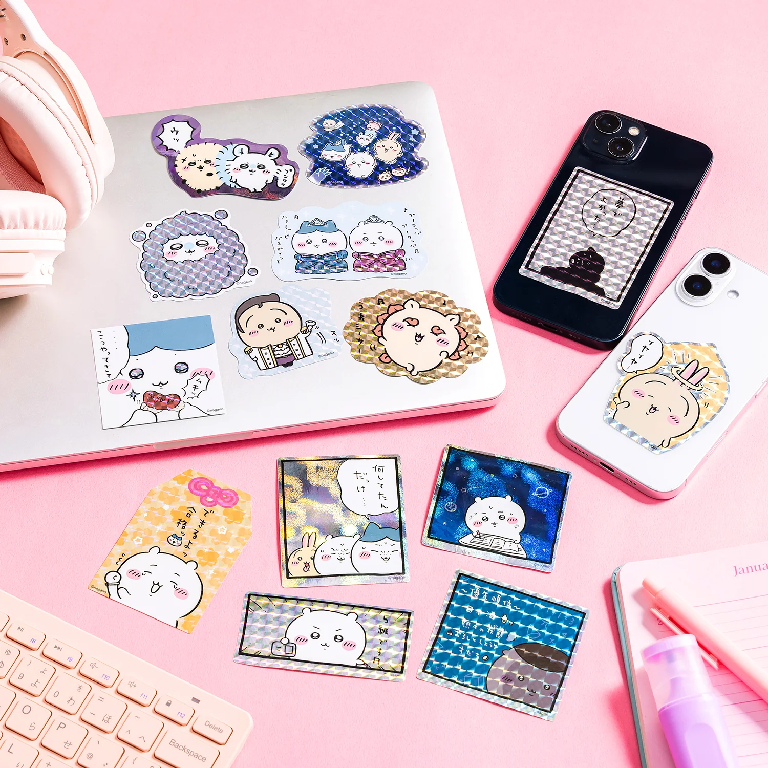 [Pre-order] "Chiikawa" Hologram stickers sized to fit on smartphones (14 types in total)