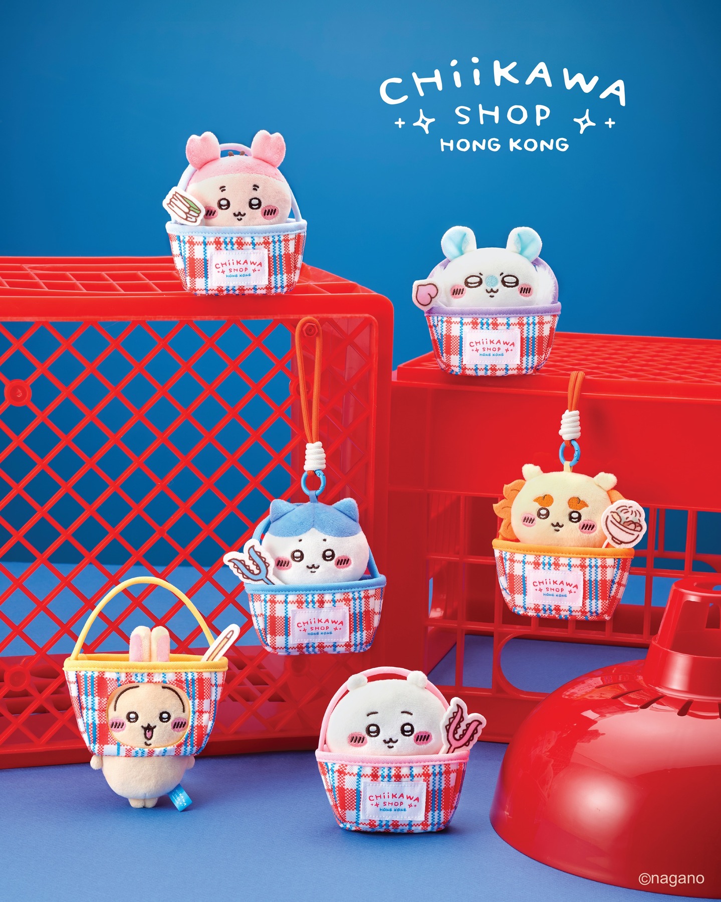 [Pre-order] "Chiikawa" Hong Kong Limited Plush Mascot - Red-White-Blue Nylon Bag Series - Furuhonya