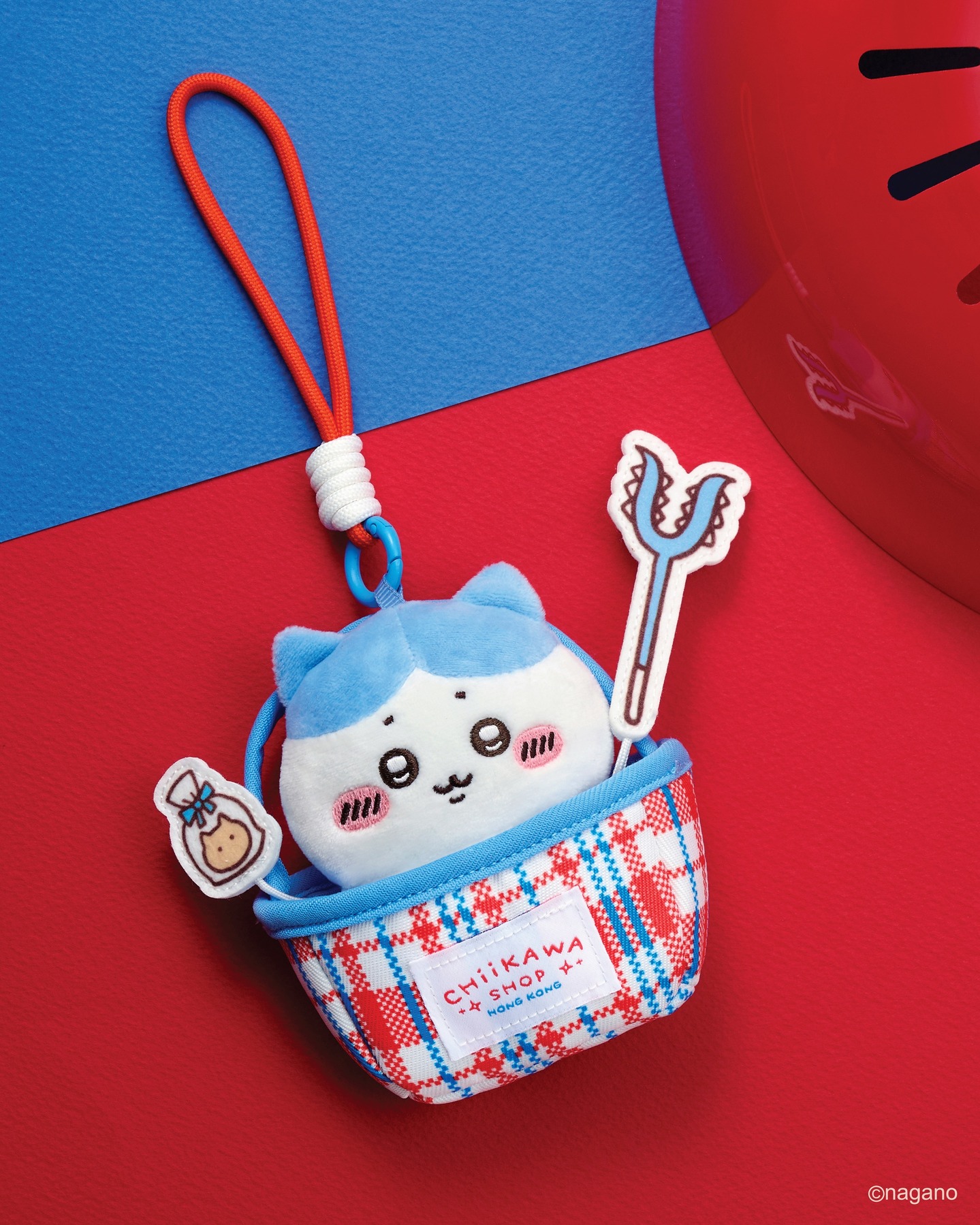 [Pre-order] "Chiikawa" Hong Kong Limited Plush Mascot - Red-White-Blue Nylon Bag Series - Hachiware