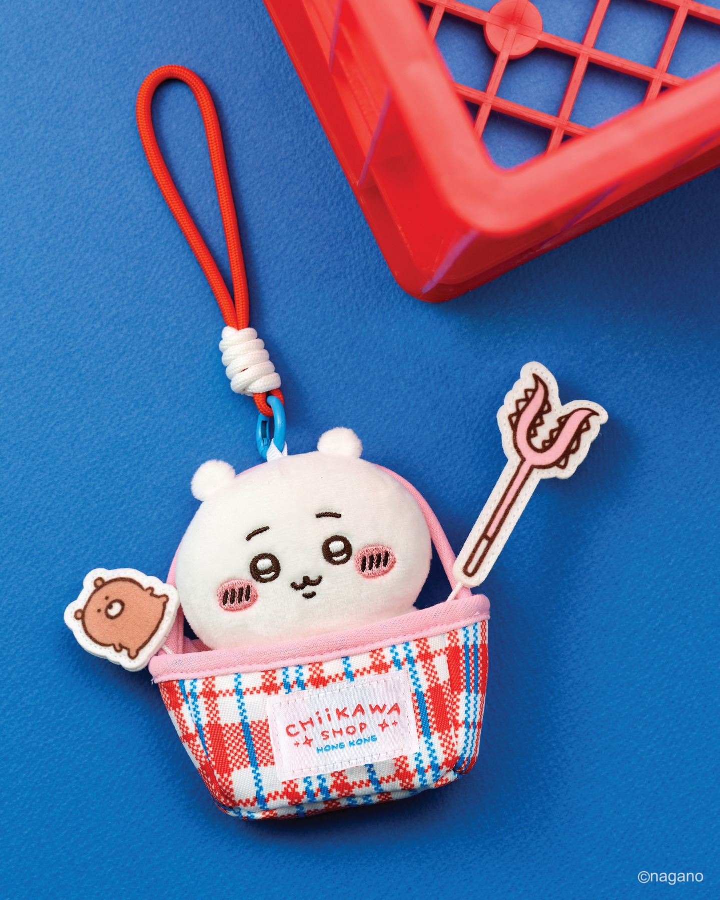 [Pre-order] "Chiikawa" Hong Kong Limited Plush Mascot - Red-White-Blue Nylon Bag Series - Chiikawa