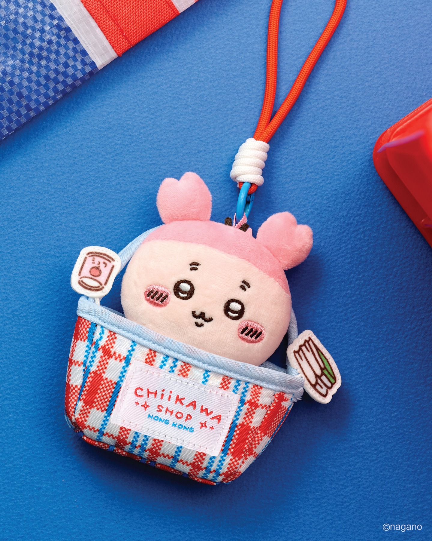 [Pre-order] "Chiikawa" Hong Kong Limited Plush Mascot - Red-White-Blue Nylon Bag Series - Furuhonya