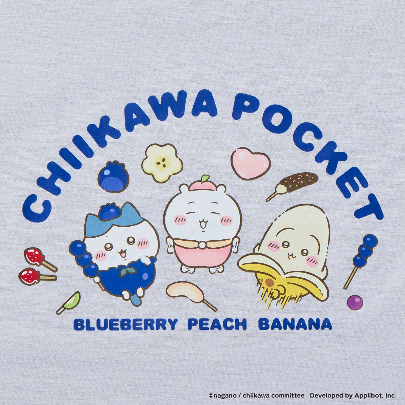 [Pre-order] "Chiikawa" Chiikawa Pocket Fruit T-shirt - Ash