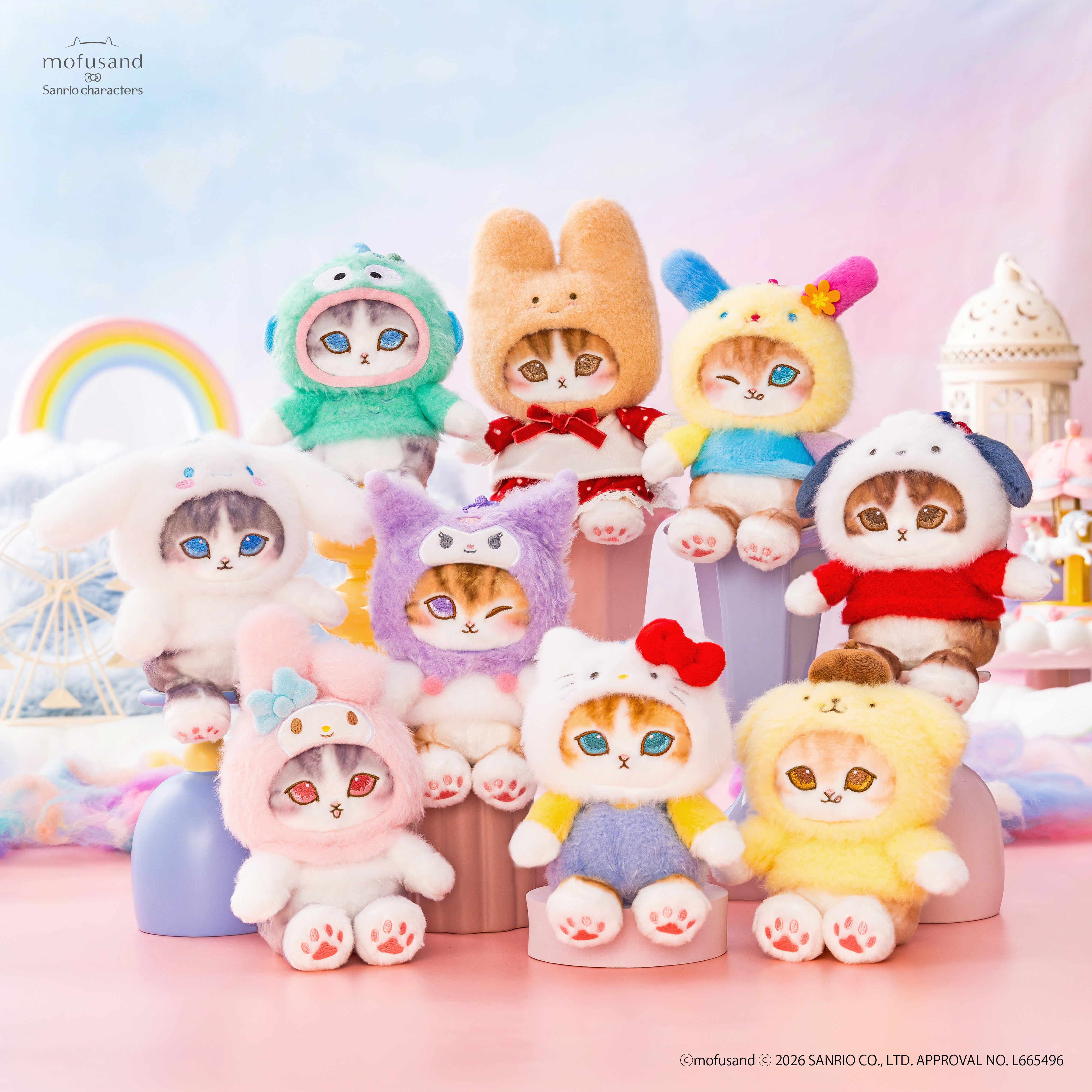 [Pre-order] mofusand × Sanrio Characters Collaboration - Plush Potefuwa Mascot - Pochacco