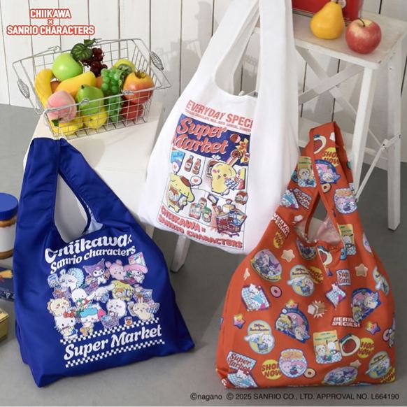 [Pre-order] "Chiikawa" Chiikawa x Sanrio Characters Eco Bag Supermarket with everyone - Red