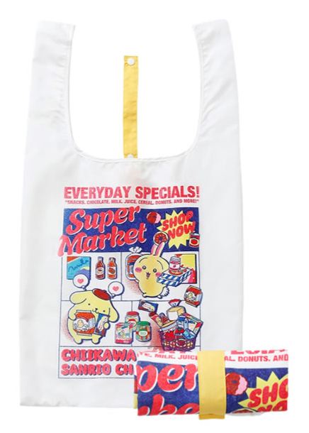 [Pre-order] "Chiikawa" Chiikawa x Sanrio Characters Eco Bag Supermarket with everyone - White