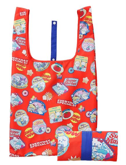 [Pre-order] "Chiikawa" Chiikawa x Sanrio Characters Eco Bag Supermarket with everyone - Red