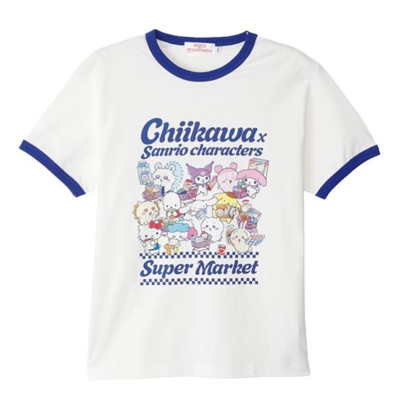 [Pre-order] "Chiikawa" Chiikawa x Sanrio Characters T-shirt Supermarket - everyone  (Vanlia White)