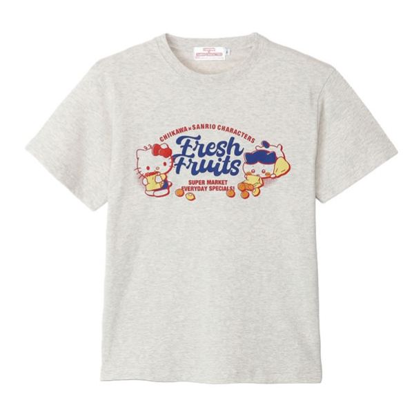 [Pre-order] "Chiikawa" Chiikawa x Sanrio Characters T-shirt Supermarket - Hachiware x Hello Kitty