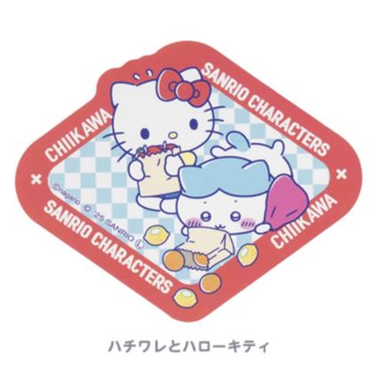 [Pre-order] "Chiikawa" Chiikawa x Sanrio Characters Supermarket Stickers that can be stick on phone - Hachiware x Hello Kitty