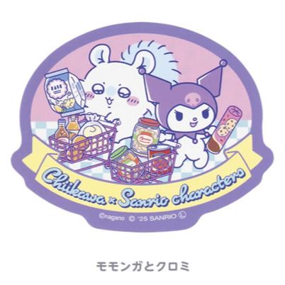 [Pre-order] "Chiikawa" Chiikawa x Sanrio Characters Supermarket Stickers that can be stick on phone - Momonga x Kuromi