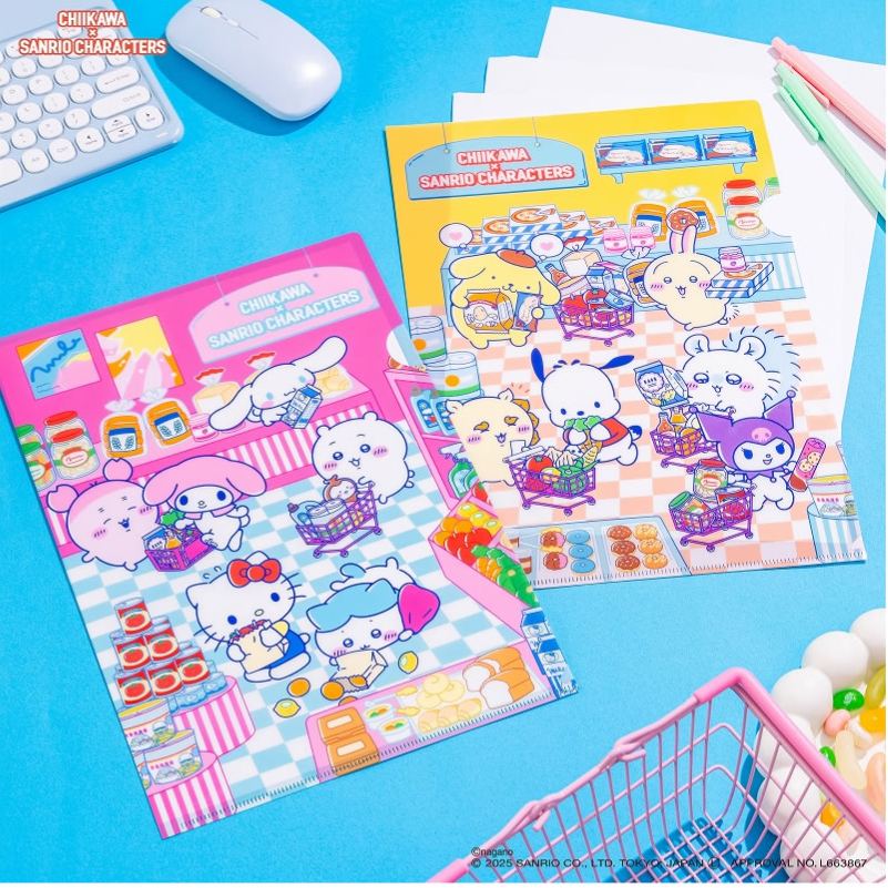 [Pre-order] "Chiikawa" Chiikawa x Sanrio Characters Supermarket Clear File - Pink
