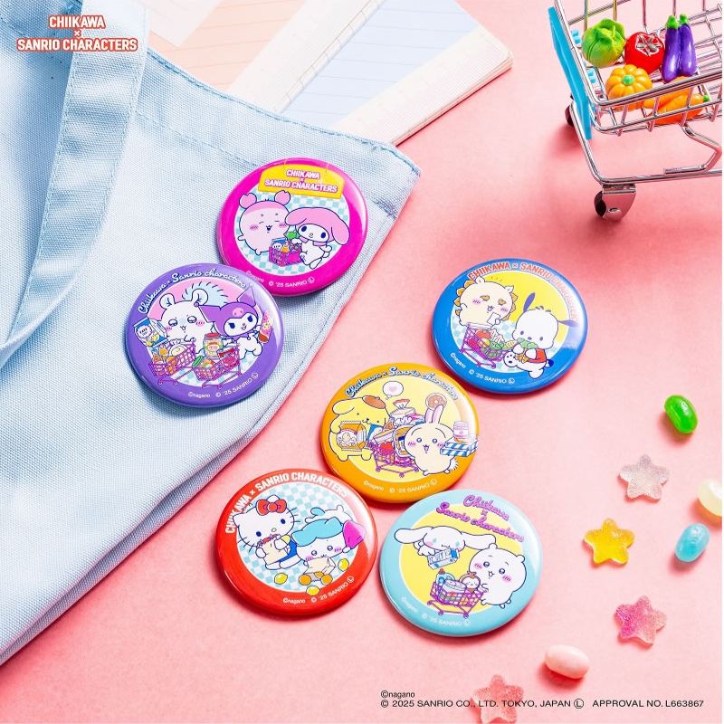 [Pre-order] "Chiikawa" Chiikawa x Sanrio Characters Supermarket Trading Can Badge