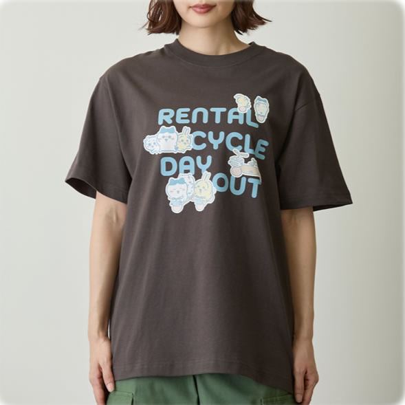 [Pre-order] "Chiikawa" T-shirt - Rental Cycle Day Out - Charcoal