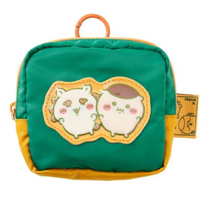 [Pre-order] "Chiikawa" Puffy applique Pouch - Kurimanju & Shisa (Green)