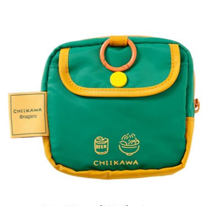 [Pre-order] "Chiikawa" Puffy applique Pouch - Kurimanju & Shisa (Green)