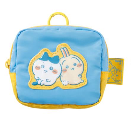 [Pre-order] "Chiikawa" Puffy applique Pouch - Hachiware & Usagi (Blue)