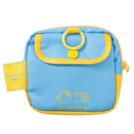 [Pre-order] "Chiikawa" Puffy applique Pouch - Hachiware & Usagi (Blue)