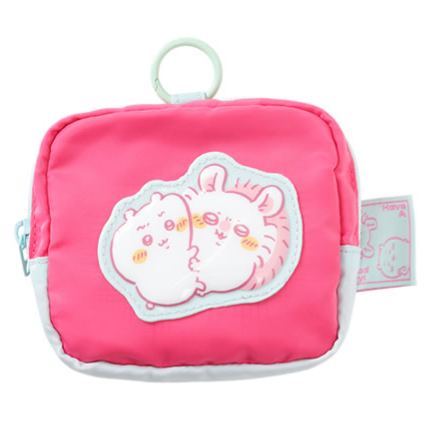 [Pre-order] "Chiikawa" Puffy applique Pouch - Chiikawa & Momonga (Pink)