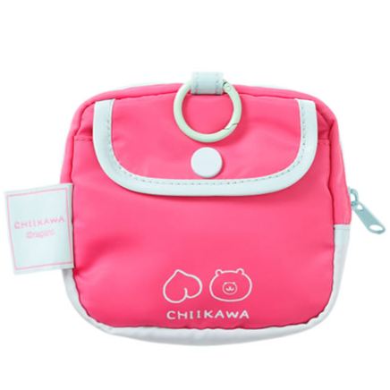 [Pre-order] "Chiikawa" Puffy applique Pouch - Chiikawa & Momonga (Pink)
