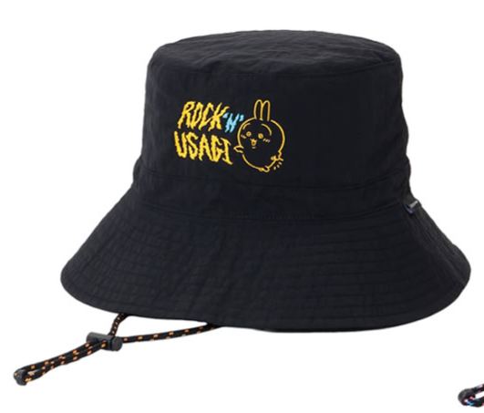 [Pre-order] "Chiikawa" Nylon Bucket Hat - ROCK 'N' USAGI - Black