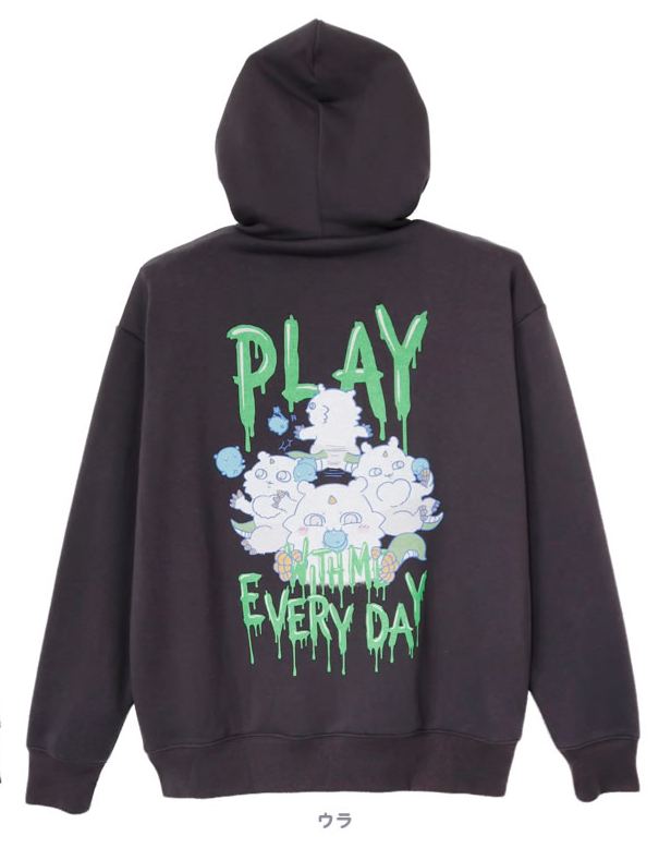 [Pre-order] Chiikawa Horror Series ZIP Hoodie Ash Black - Anoko & Dekatsuyo
