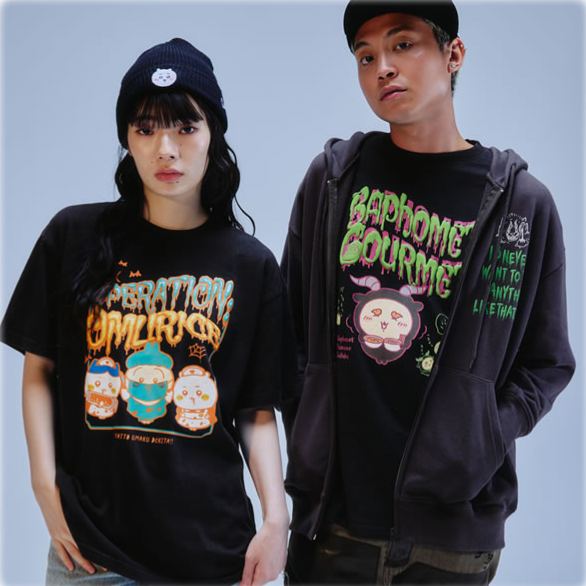 [Pre-order] Chiikawa Horror Series ZIP Hoodie Ash Black - Anoko & Dekatsuyo