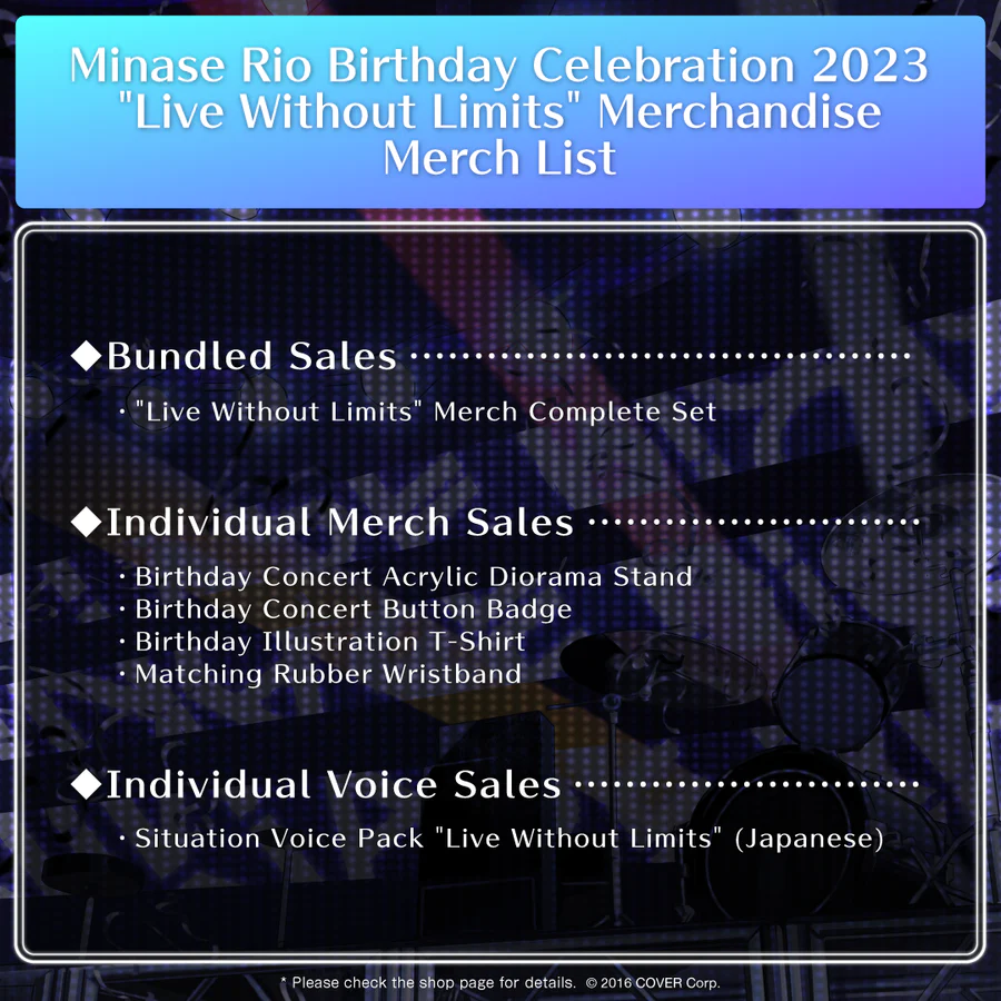 [Pre-order] Minase Rio Birthday Celebration 2023 "Live Without Limits" Merchandise