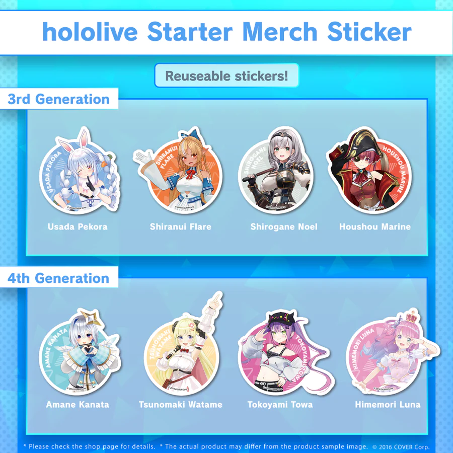 [Pre-order] hololive Starter Merch - Sticker - Gen 3-5