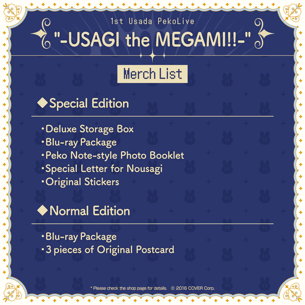 [Pre-order] 1st Usada PekoLive "-USAGI the MEGAMI!!-" Blu-ray
