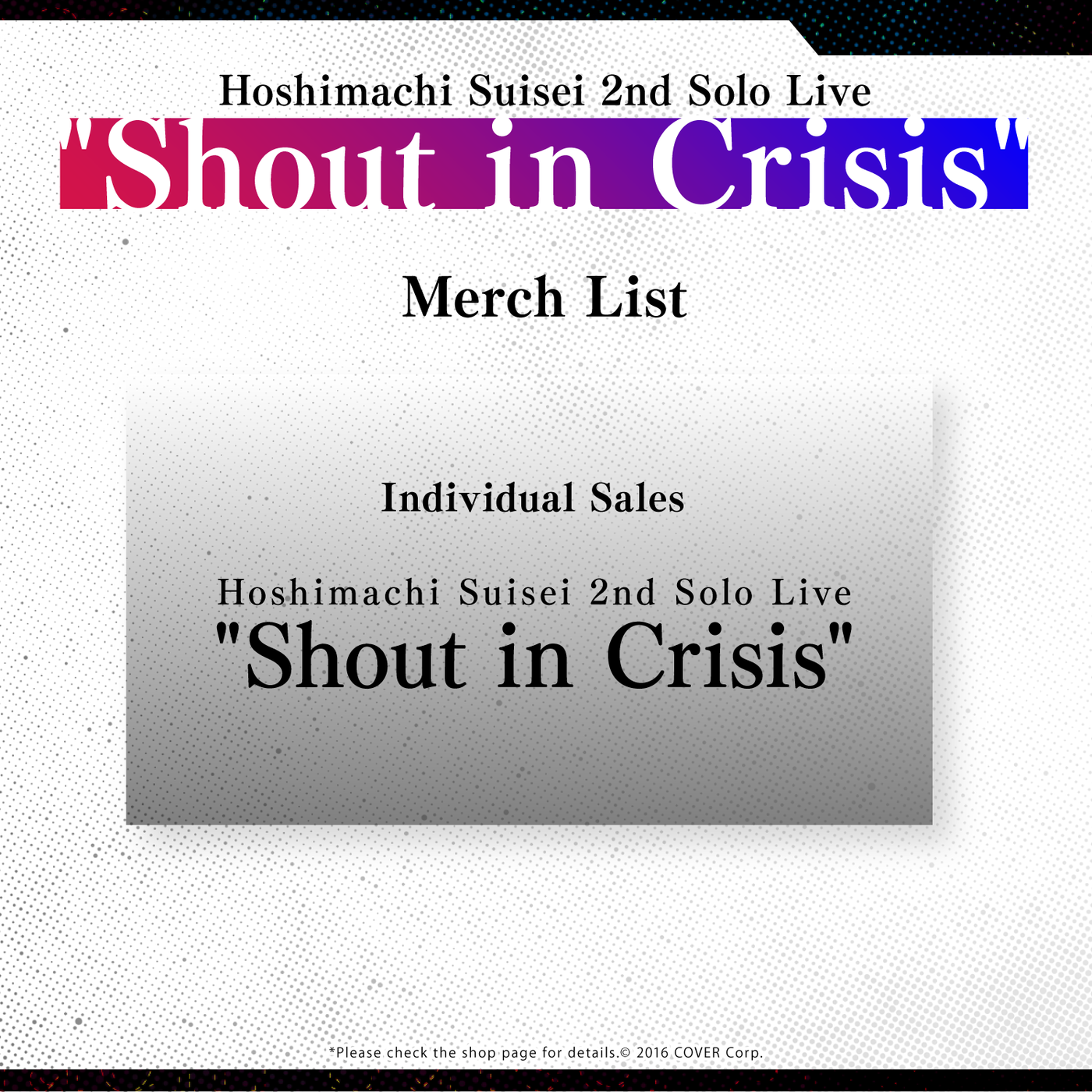 [Pre-order] Hoshimachi Suisei 2nd Solo Live "Shout in Crisis" Blu-ray