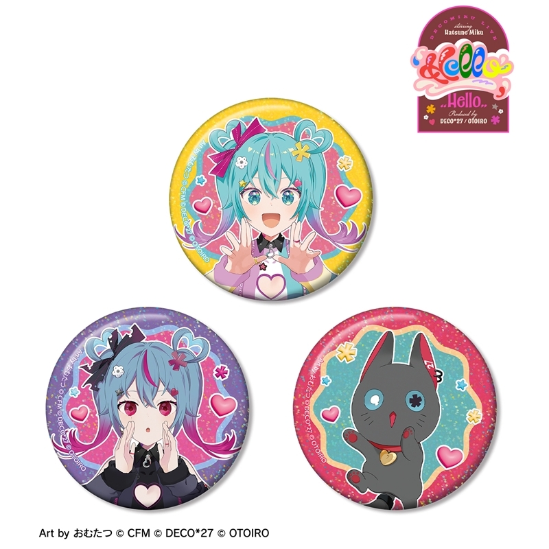 [Pre-order] DecoMiku LIVE starring Hatsune Miku 『Hello』 Produced by DECO*27 / OTOIRO DecoMiku & NeenYa Art by Omutatsu Hologram Can Badge 3 Set Ver. A