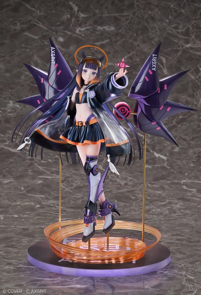 Ninomae Ina'nis AXGRIT Ver. displayed against a grey marble backdrop, with the edge of the round base glowing purple