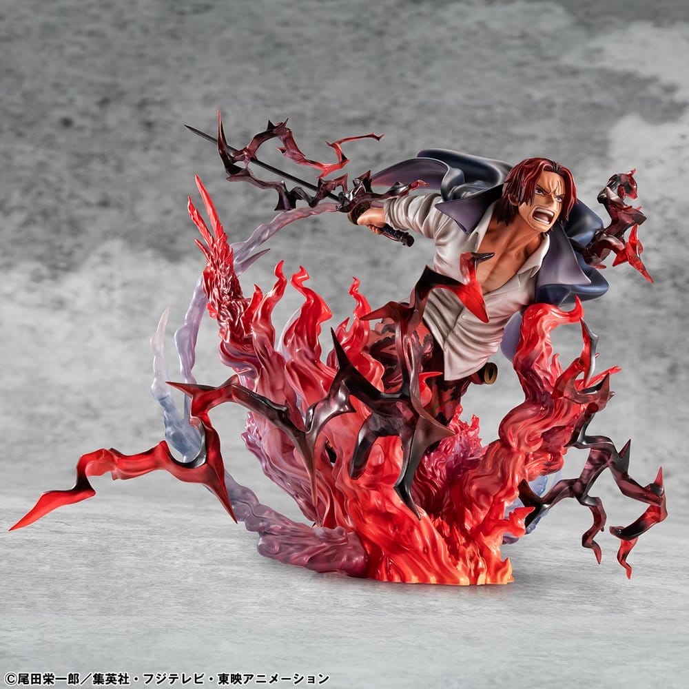 One Piece P.O.P SA-MAXIMUM PVC Statue Leader of Red Hair Pirates Red-Haired Shanks Kamusari 25 cm
