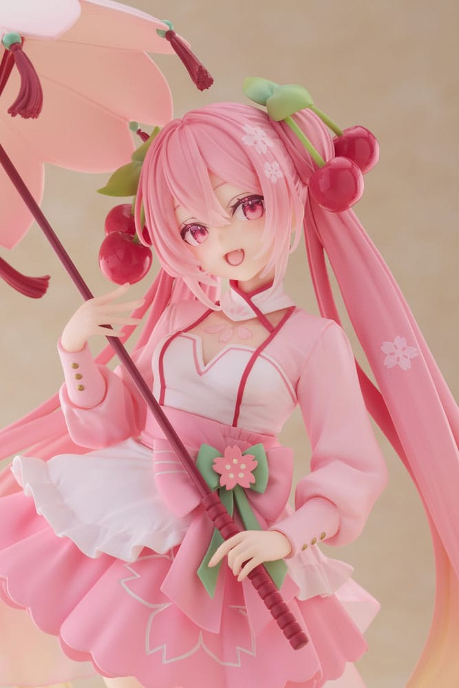 Hatsune Miku AMP PVC Statue Newley Written Sakura Miku Sakura Dress Ver. 21 cm