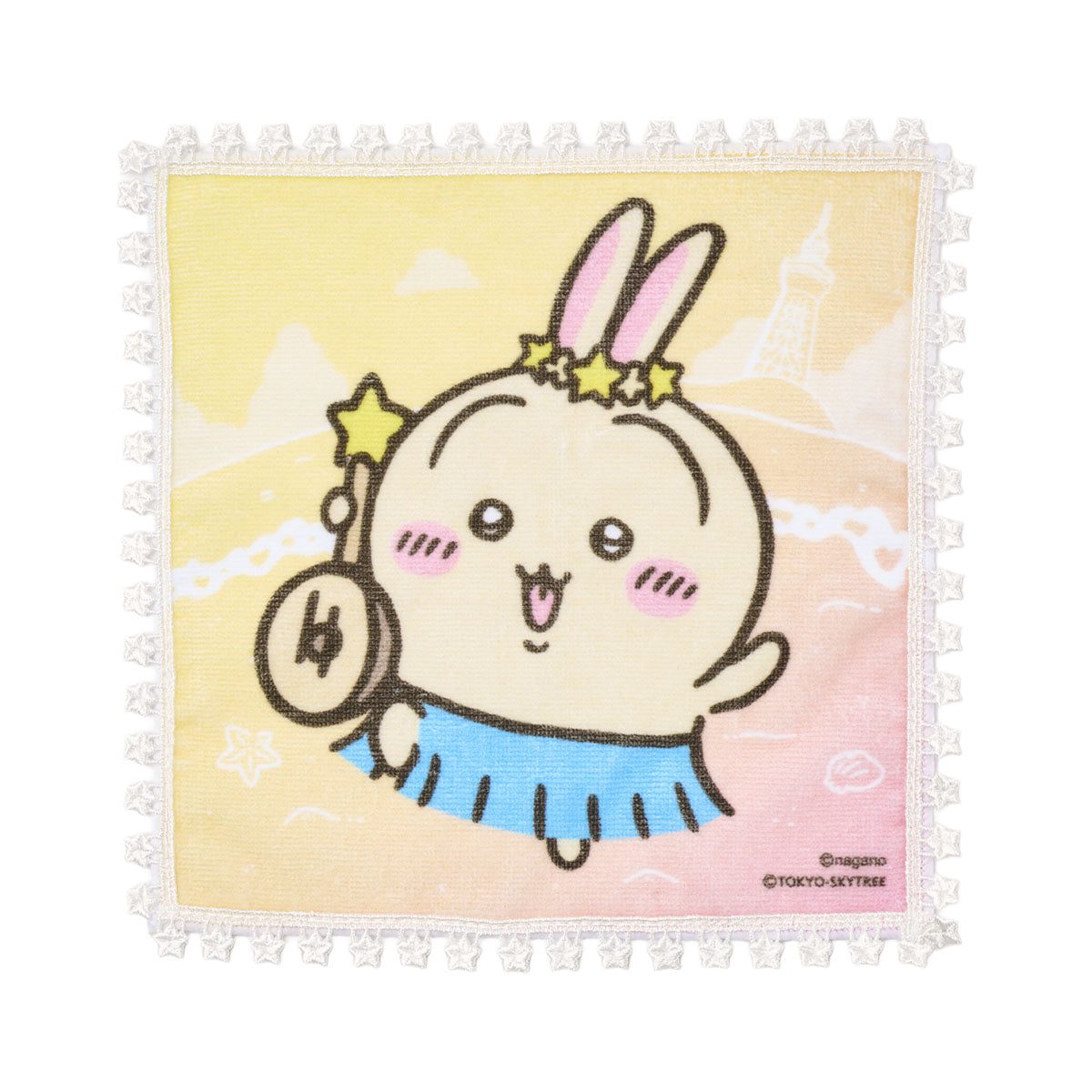 [Pre-order] Chiikawa Movie Chiikawa☆Starry Skytree(R) and Secret Island Lace-trimmed Mini Towel - Usagi