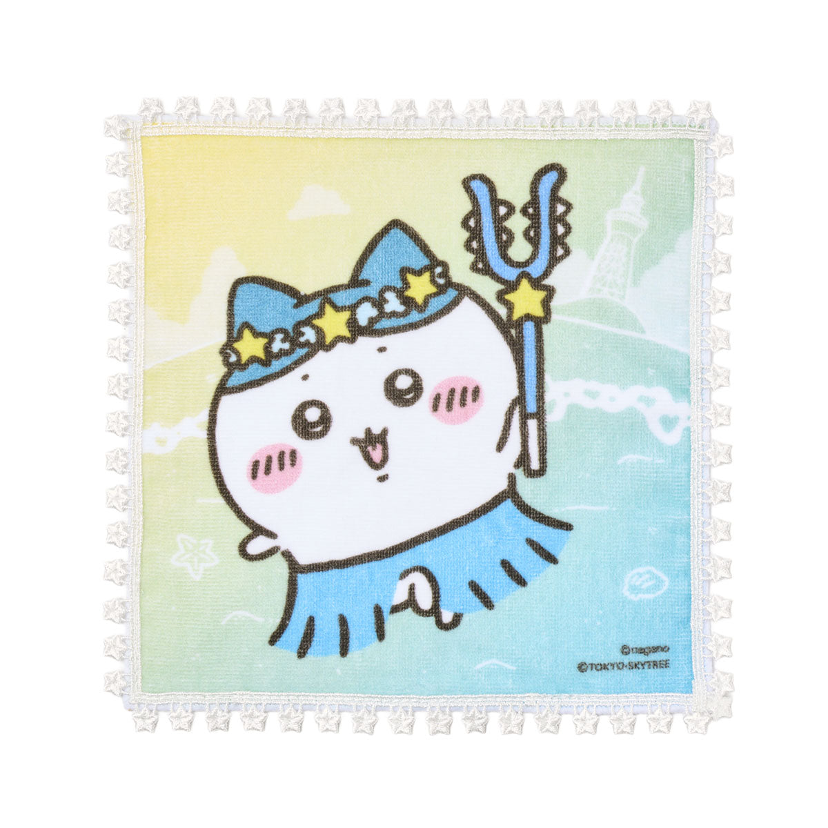 [Pre-order] Chiikawa Movie Chiikawa☆Starry Skytree(R) and Secret Island Lace-trimmed Mini Towel - Hachiware
