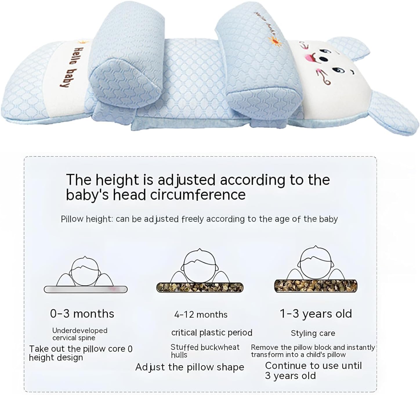 Baby Soft Cotton Breathable Head and Neck Support Shaping Pillow