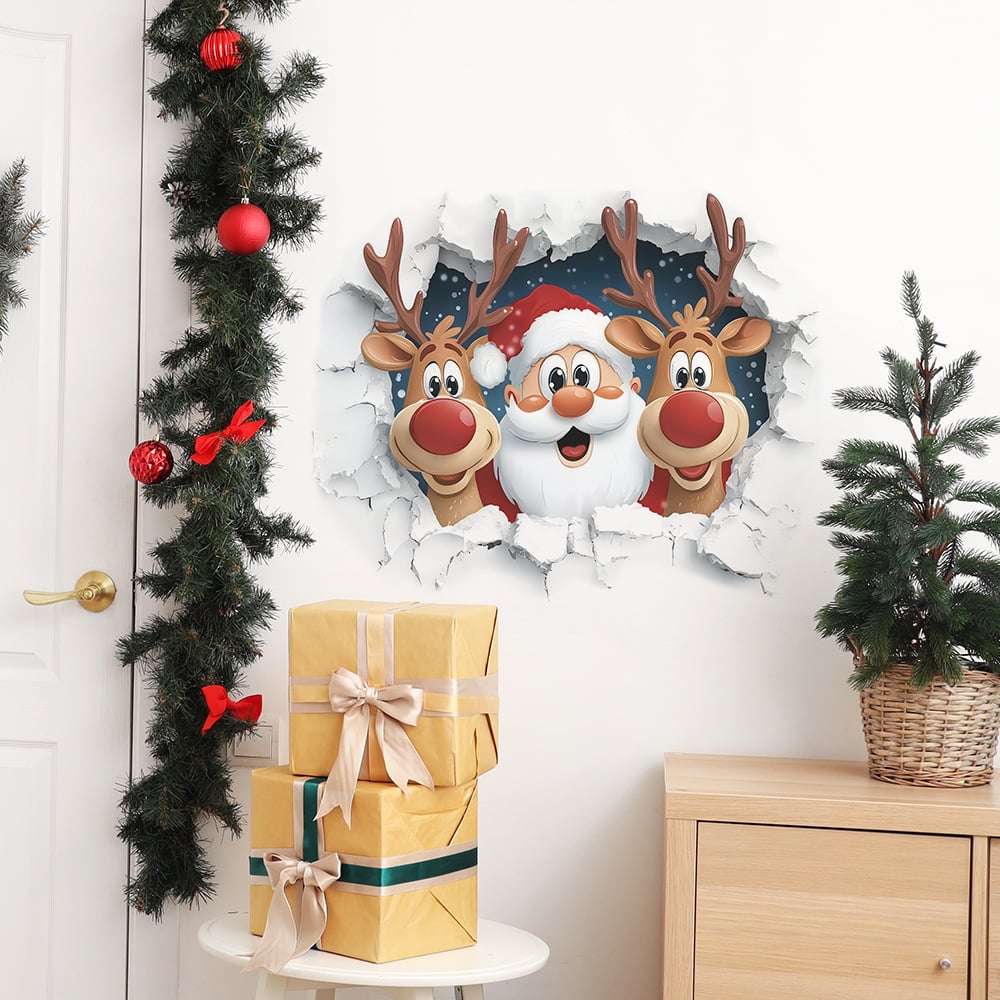 🎄"Santa's Breaking In!"🎅Christmas Creative Wall Sticker - Perfect Size For Every Christmas Corner!🎁