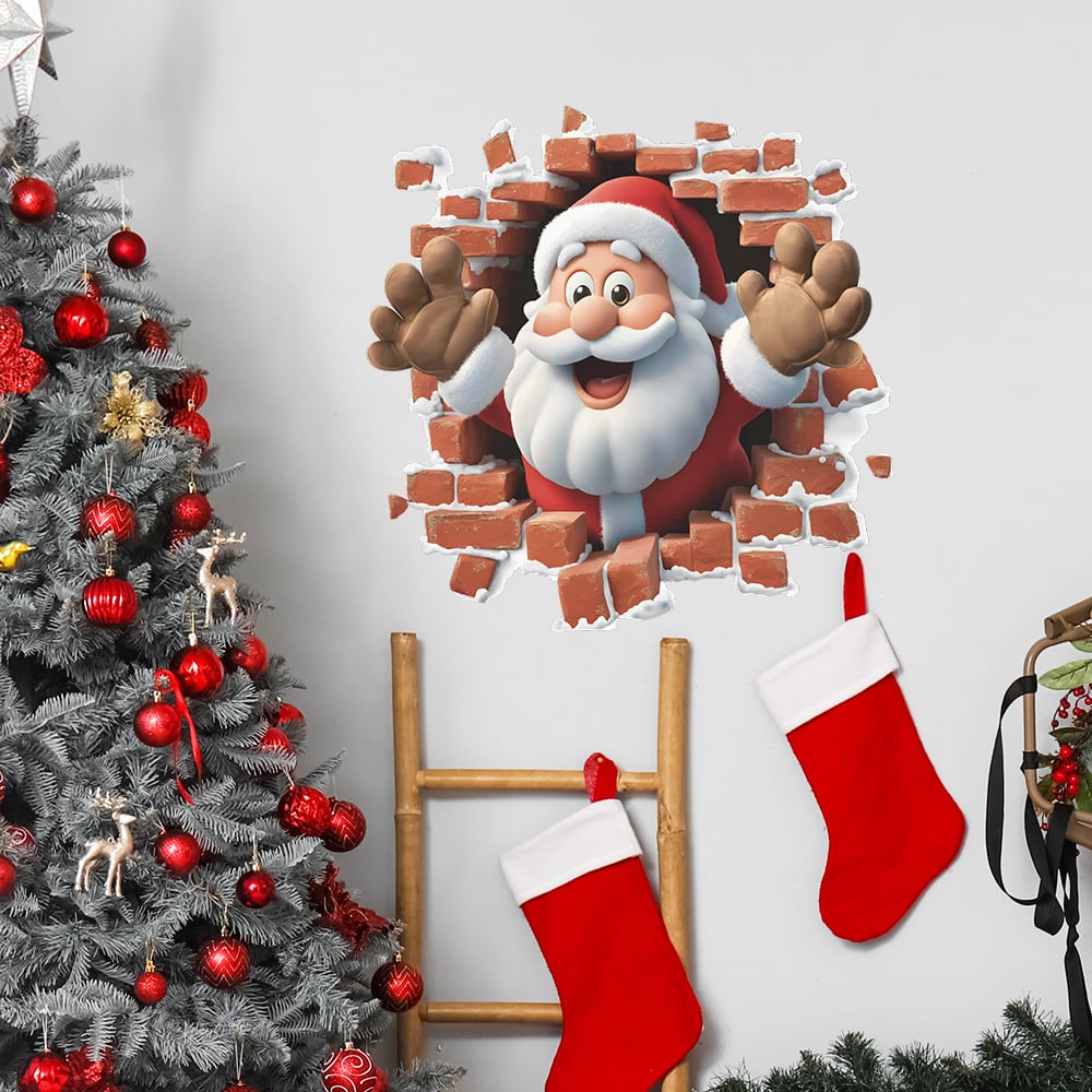 🎄"Santa's Breaking In!"🎅Christmas Creative Wall Sticker - Perfect Size For Every Christmas Corner!🎁
